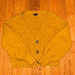 Mustard yellow cardigan from Topshop